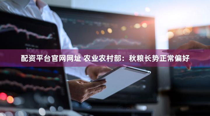 配资平台官网网址 农业农村部：秋粮长势正常偏好
