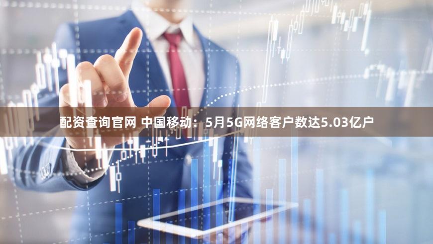 配资查询官网 中国移动：5月5G网络客户数达5.03亿户
