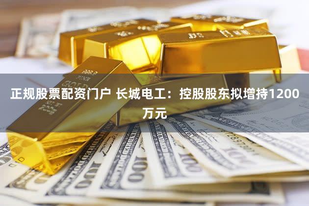 正规股票配资门户 长城电工：控股股东拟增持1200万元