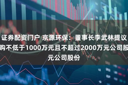 证券配资门户 京源环保：董事长李武林提议回购不低于1000万元且不超过2000万元公司股份